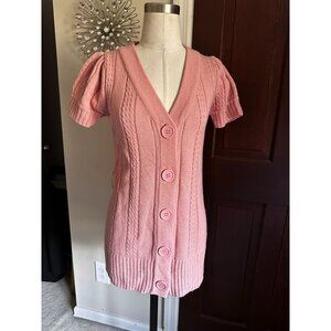 XOXO pink short sleeve button down cardigan mini dress sweater Small